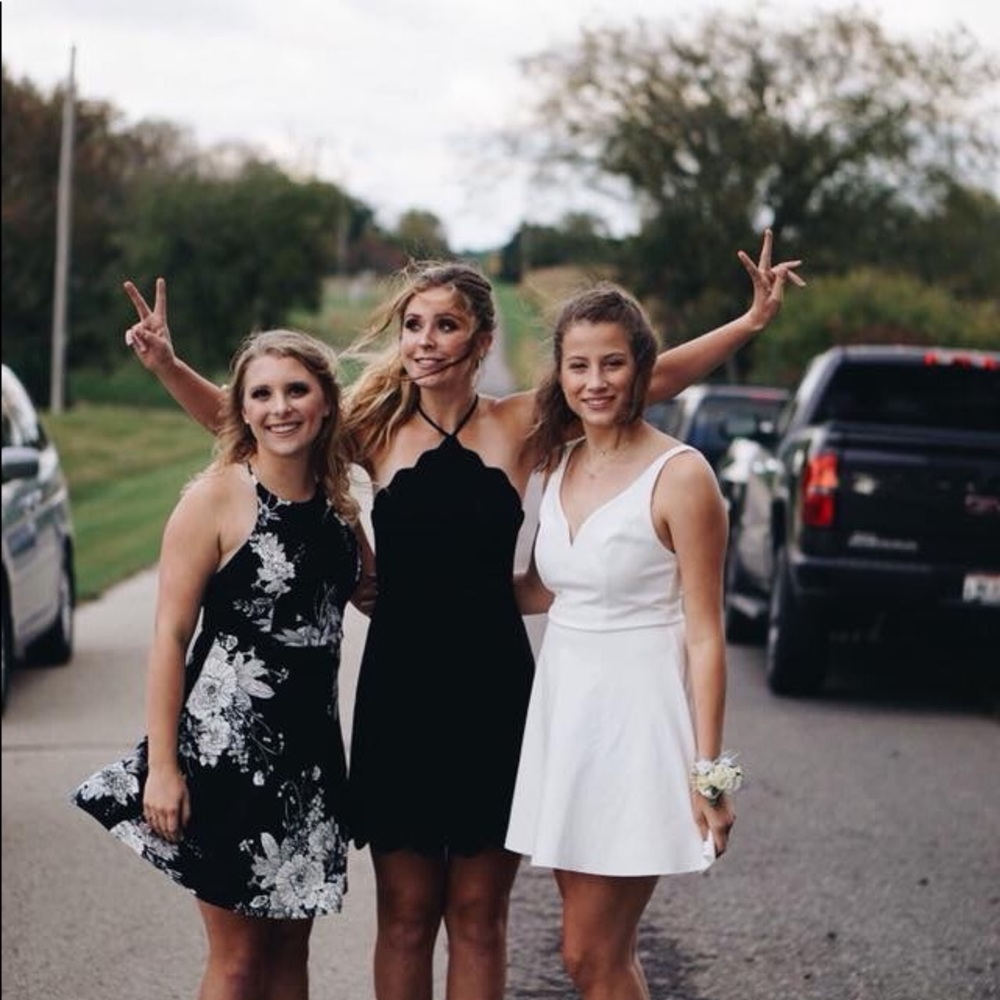 Lulu’s Black Scalloped Halter dress